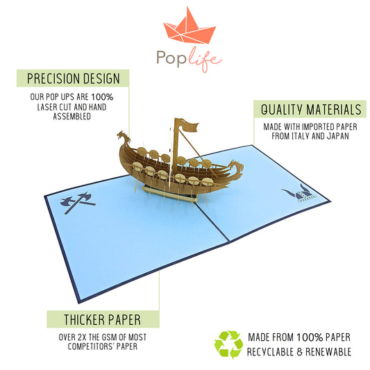 Norse Viking Ship Pop Up Card