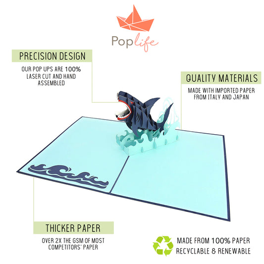 Great White Shark Pop Up Card