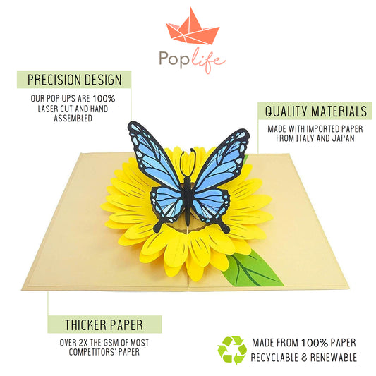 Blue Butterfly and Sunflower Pop Up Card