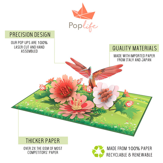 Wildflower Meadow & Hummingbird Pop Up Card