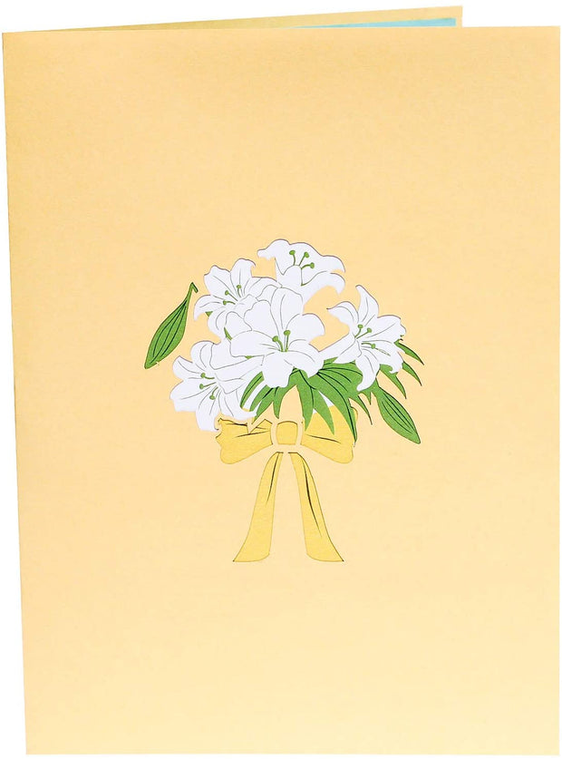 White Lily Bouquet Pop Up Card