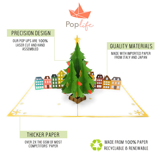 Christmas Tree in Town Square Pop Up Card