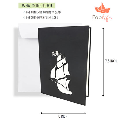 Black Pirate Ship Pop Up Card