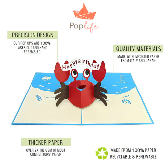 Happy Red Crab Pop Up Card