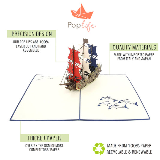 Man O' War Ship Pop Up Card