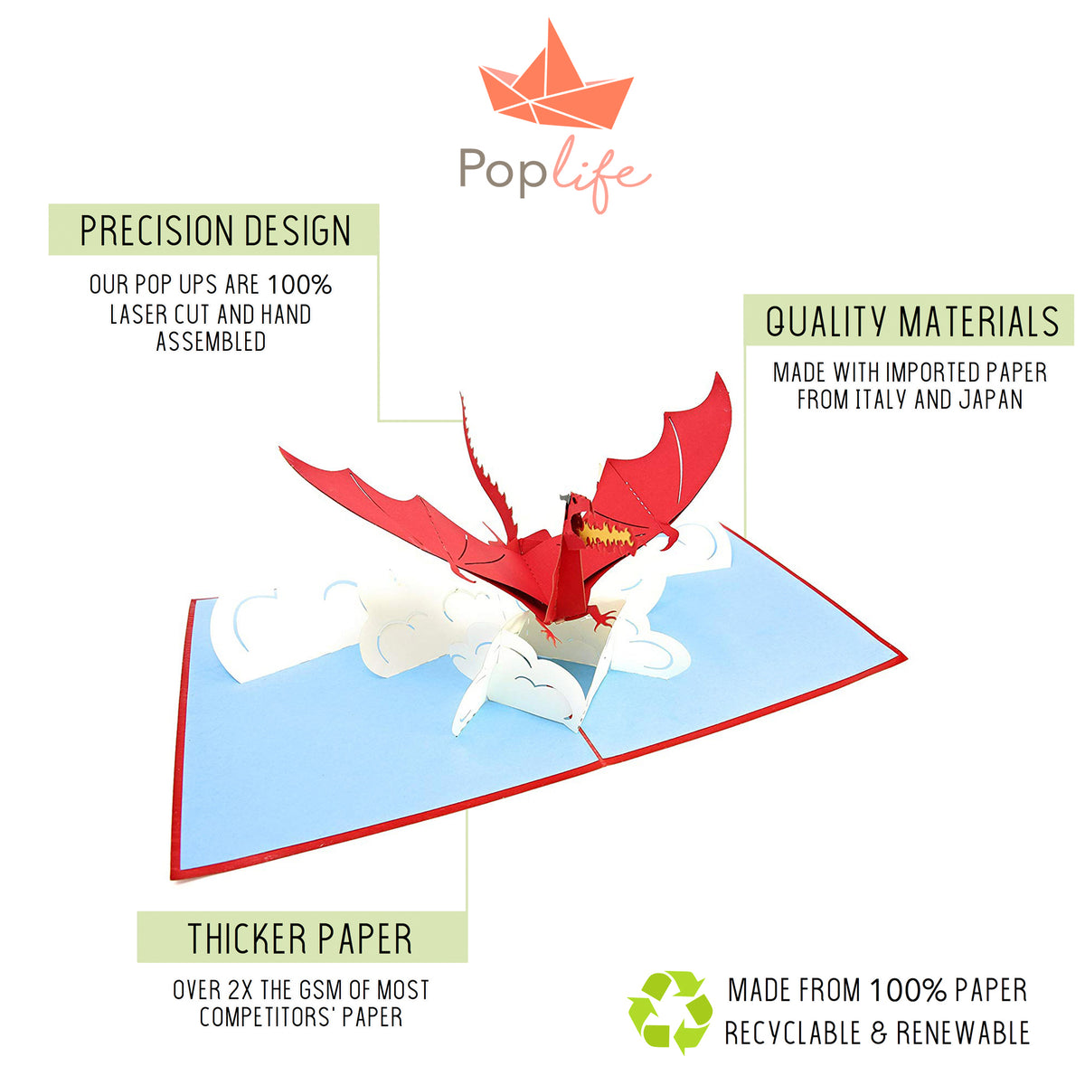 Red Flying Dragon Pop Up Card
