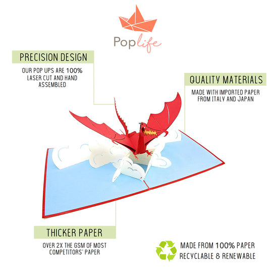Red Flying Dragon Pop Up Card