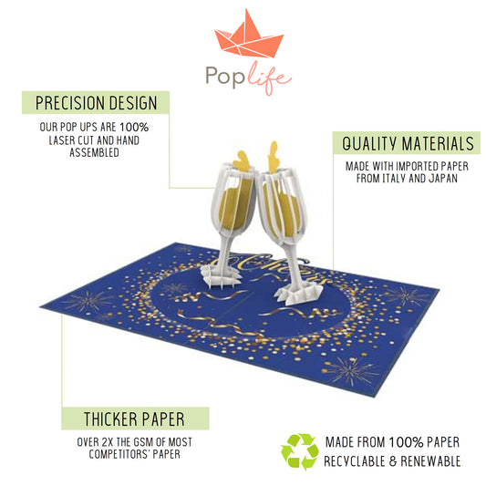 Champagne Cheers Pop Up Card