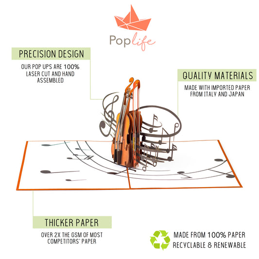 Violin Musical Instrument Pop Up Card