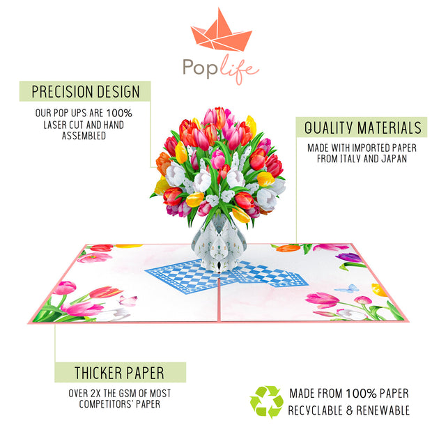 Colorful Tulip Bouquet Pop Up Card