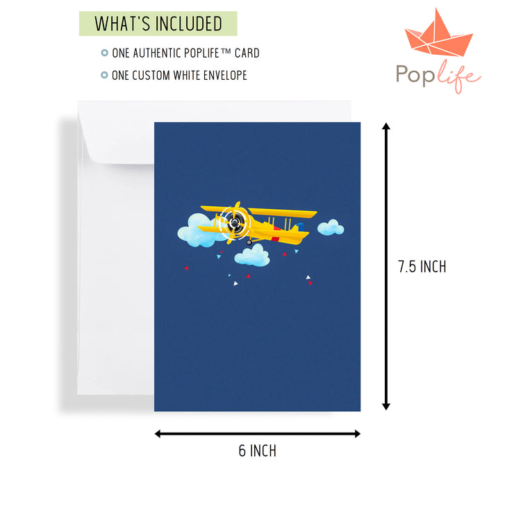 Yellow Biplane Pop Up Card