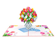 Colorful Tulip Bouquet Pop Up Card