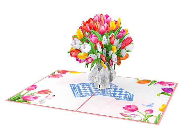 Colorful Tulip Bouquet Pop Up Card