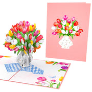 Colorful Tulip Bouquet Pop Up Card