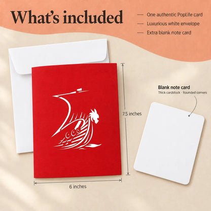 Warrior Viking Ship Pop Up Card