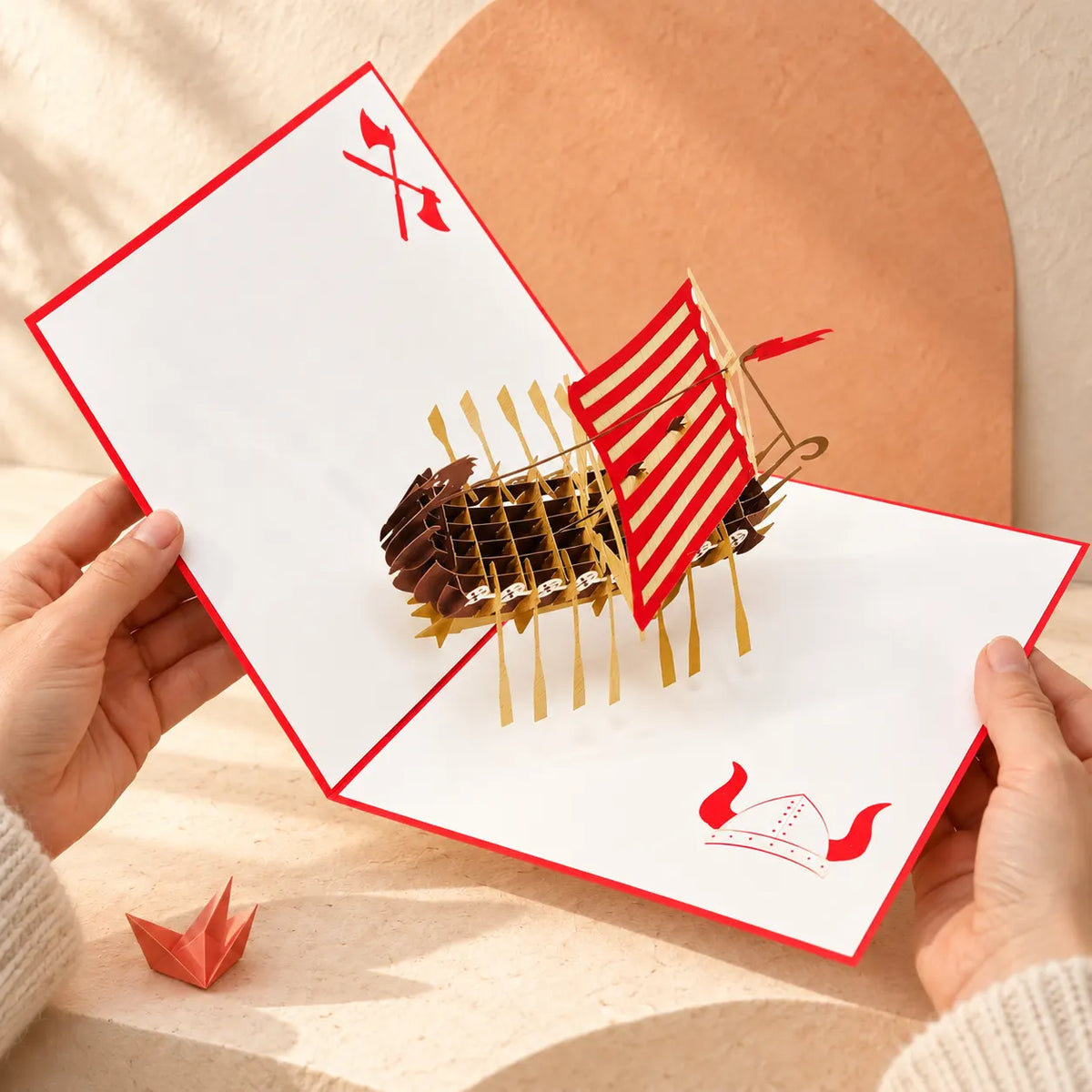 Warrior Viking Ship Pop Up Card