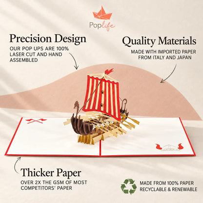 Warrior Viking Ship Pop Up Card