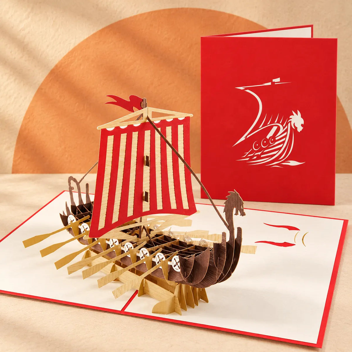 Warrior Viking Ship Pop Up Card