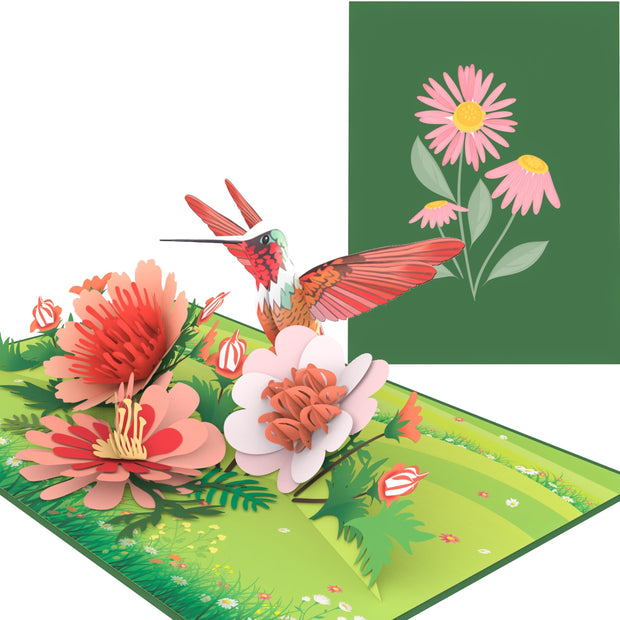 Wildflower Meadow & Hummingbird Pop Up Card