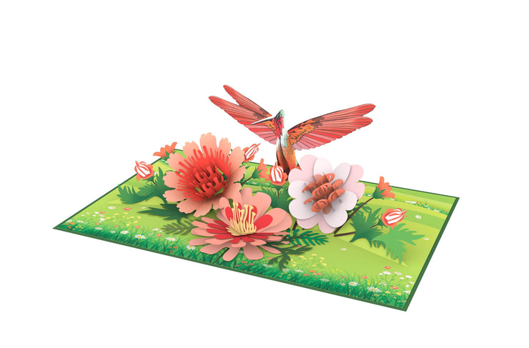 Wildflower Meadow & Hummingbird Pop Up Card