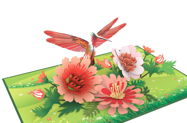 Wildflower Meadow & Hummingbird Pop Up Card