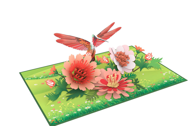 Wildflower Meadow & Hummingbird Pop Up Card