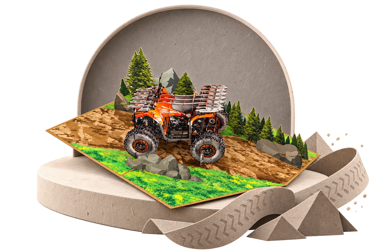 ATV Quad Bike Pop Up Card paper stage
