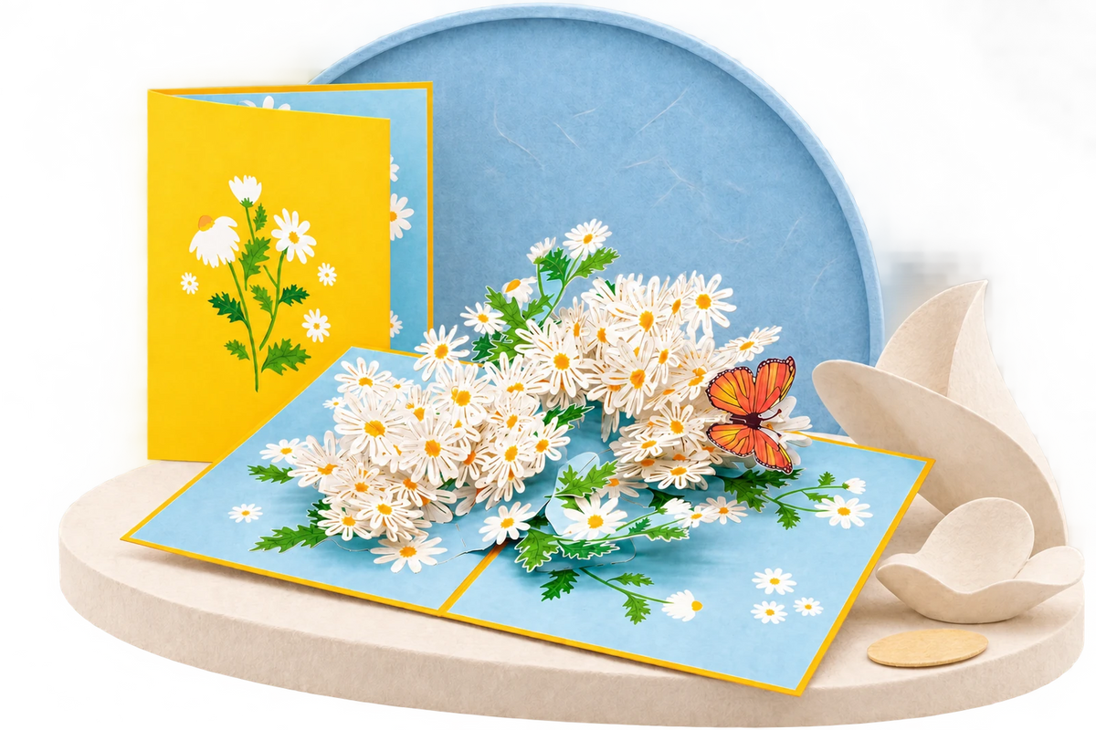 Daisy Flowers Pop Up Card paper stage