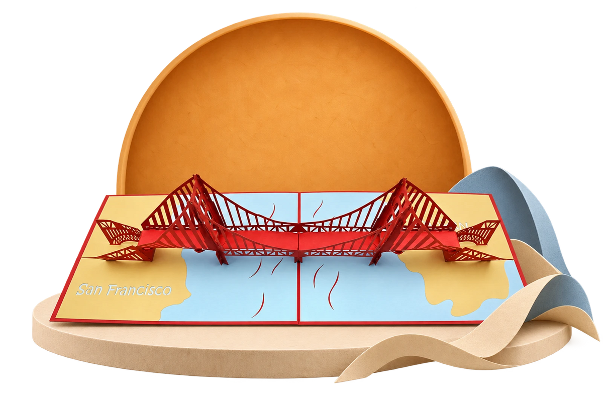 Golden Gate Bridge Pop Up Card paper stage