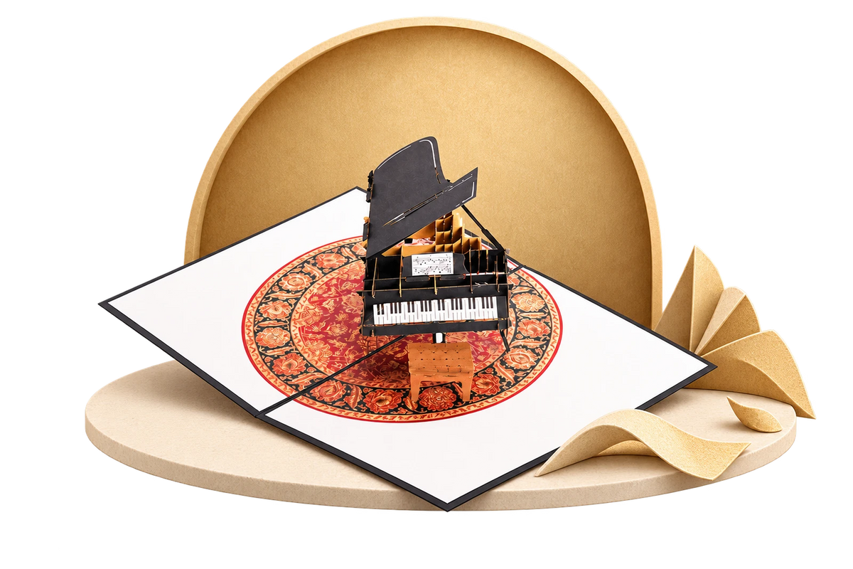 Grand Piano Pop Up Card paper stage