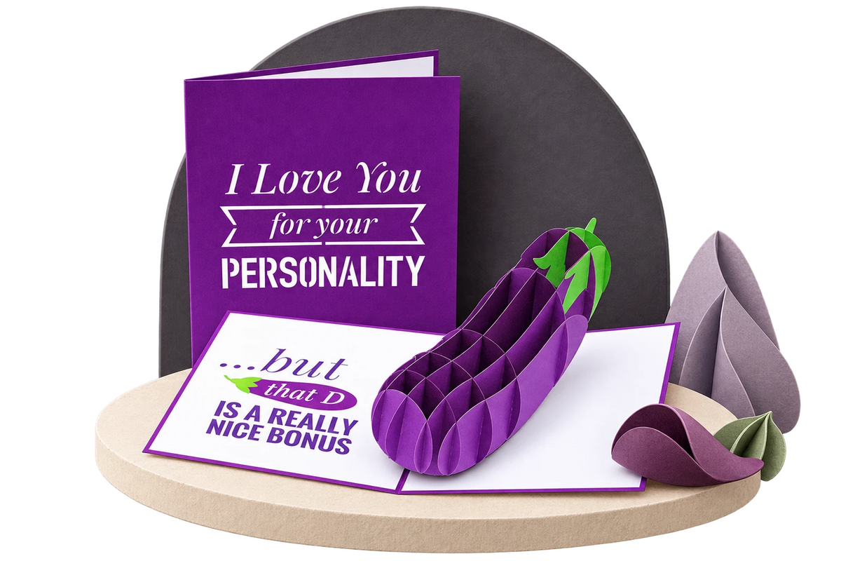 Naughty Eggplant Pop Up Card paper stage
