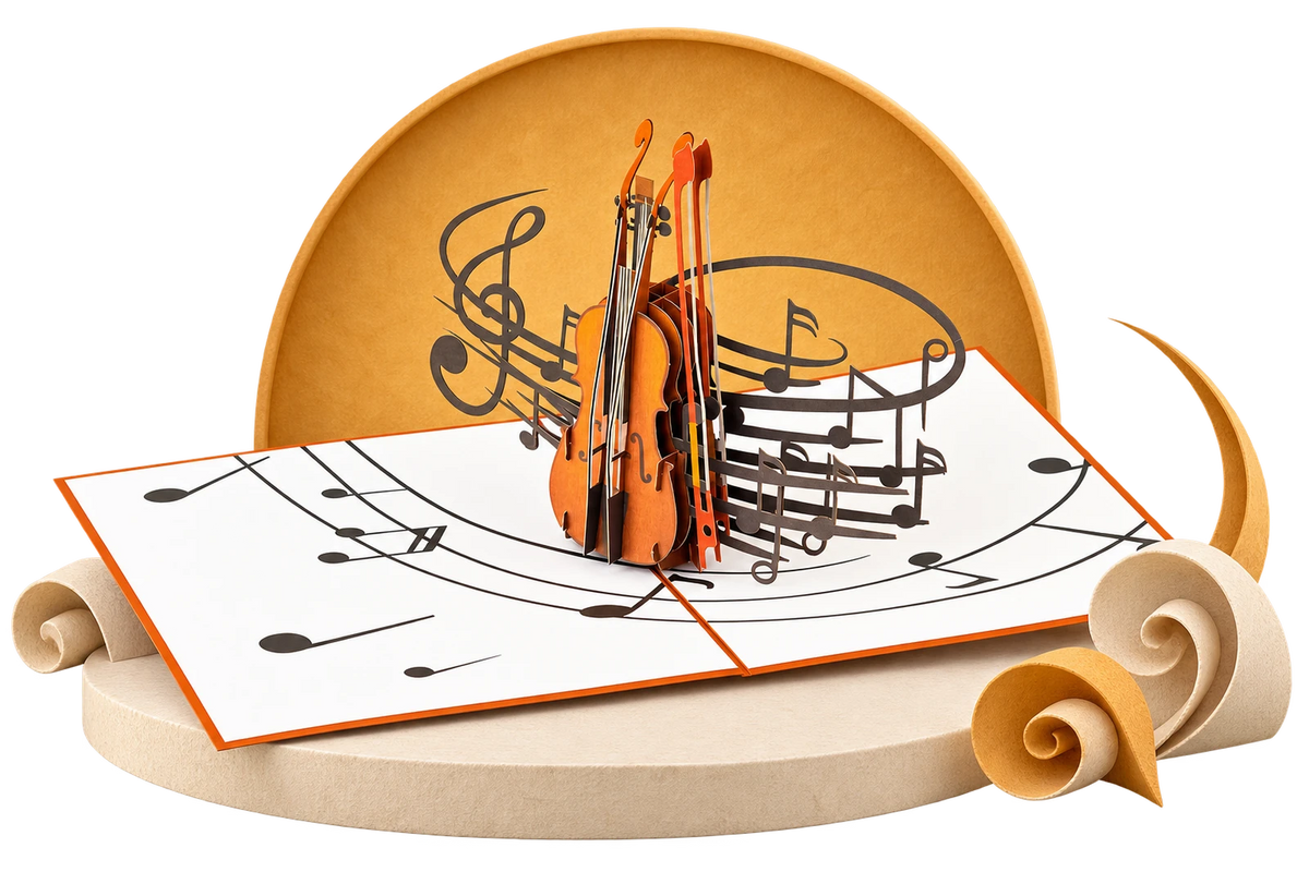 Violin Musical Instrument Pop Up Card paper stage