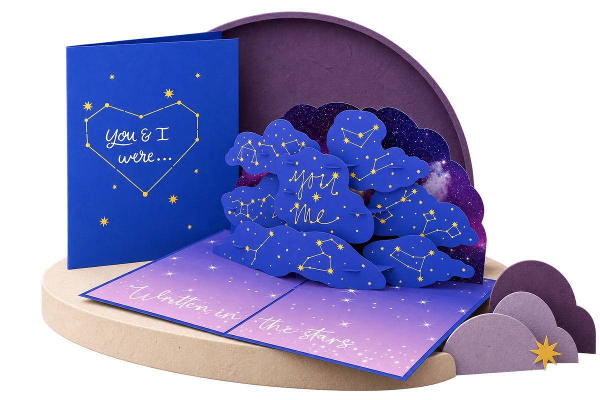 Written in the Stars Pop Up Card paper stage
