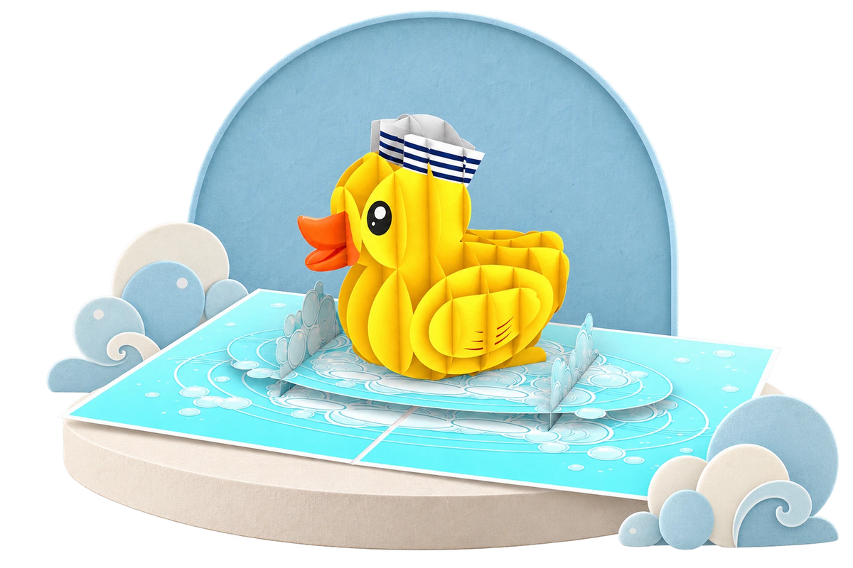 Yellow Rubber Ducky Pop Up Card paper stage