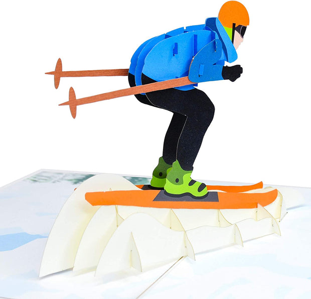 Mountain Skier Pop Up Card