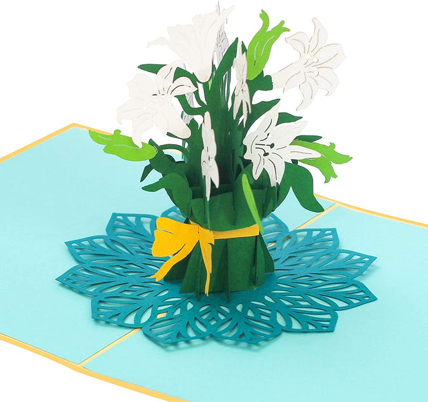 White Lily Bouquet Pop Up Card