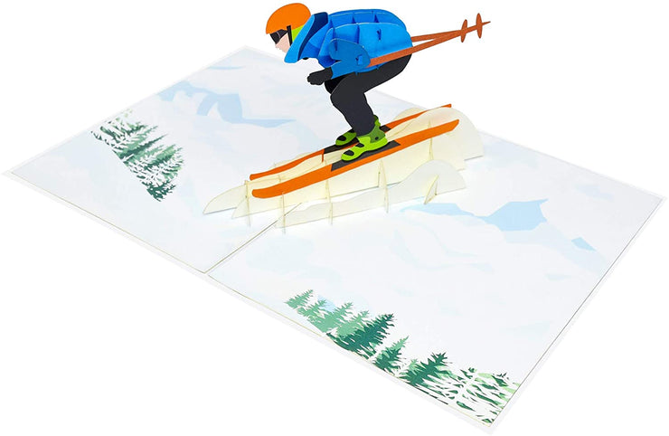 Mountain Skier Pop Up Card