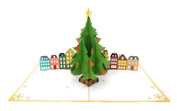 Christmas Tree in Town Square Pop Up Card