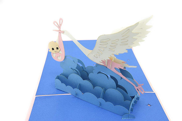 Stork and Baby Pop Up Card