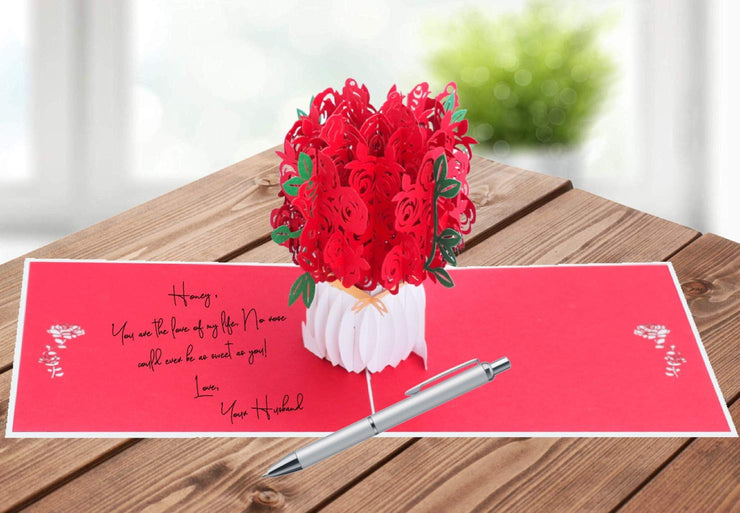 Red Roses Pop Up Card