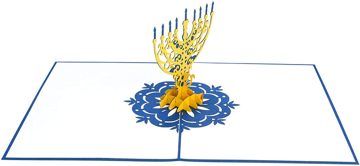 Greeting cards features Jewish candelabra for the Hanukkah candles