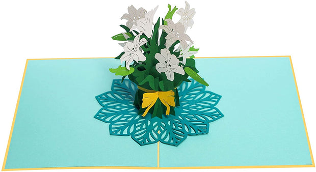 White Lily Bouquet Pop Up Card