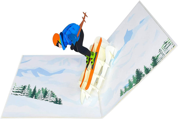 Mountain Skier Pop Up Card