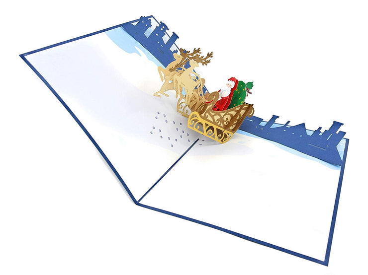 Santa's Sleigh and Reindeer Pop Up Card