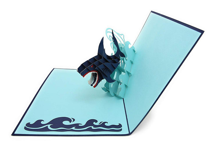 Greeting card features blue shark