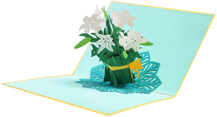 White Lily Bouquet Pop Up Card