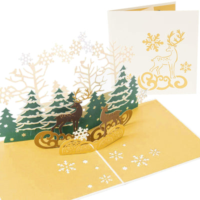 Reindeer in the Forest Pop Up Holiday Card