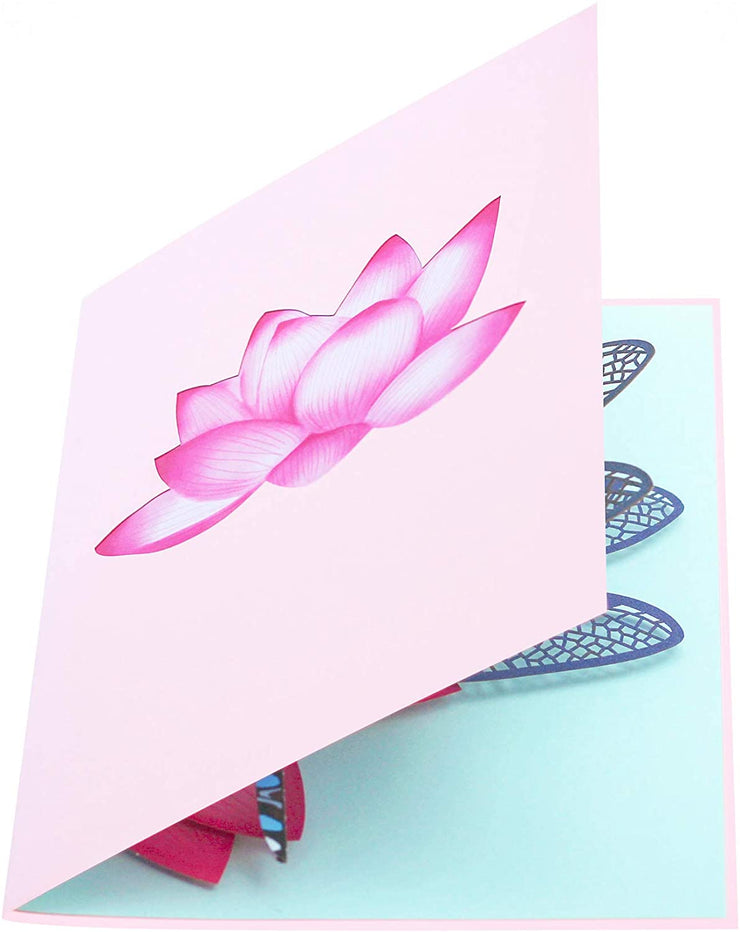 Blue Dragonfly and Lotus Pop Up Card