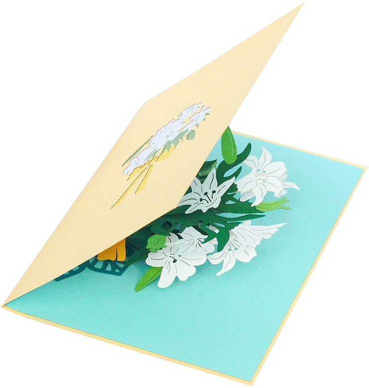 White Lily Bouquet Pop Up Card