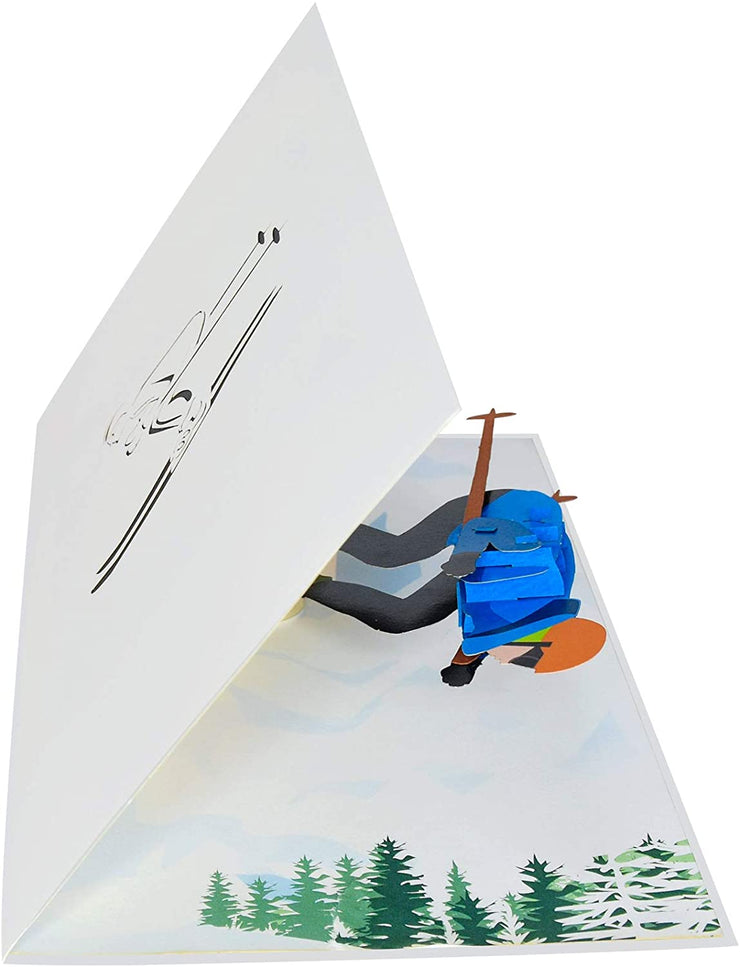 Mountain Skier Pop Up Card